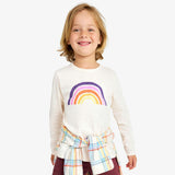 Kids long sleeve cutout rainbow tee
