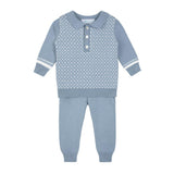 Boys Geo Knit Polo Set Vintage Blue