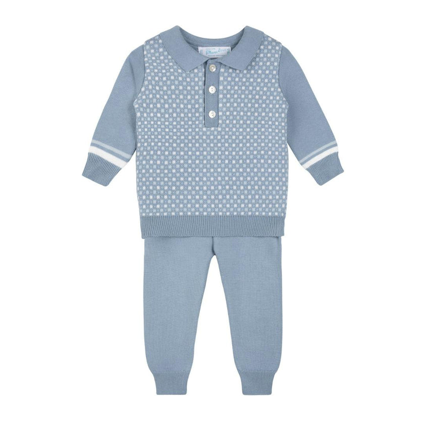 Boys Geo Knit Polo Set Vintage Blue