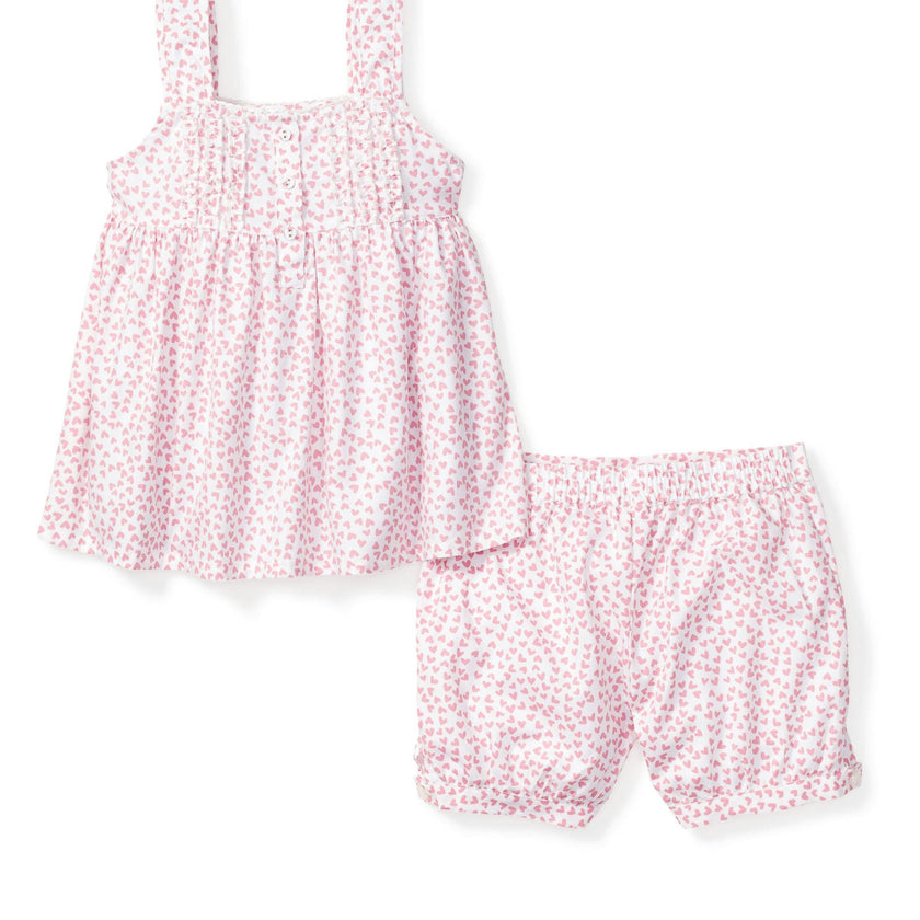 Girl's Twill Charlotte Short Set in Sweethearts