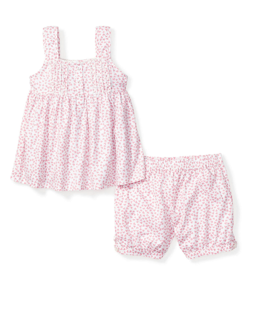 Girl's Twill Charlotte Short Set in Sweethearts