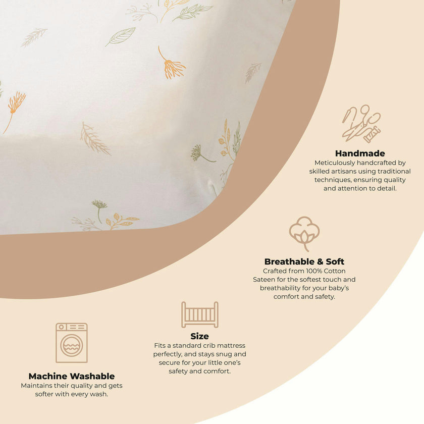 Willow Dainty Leaf Cotton Fitted Crib Sheet