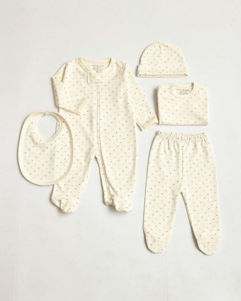 Pima Cotton 5 -Piece Layette Set | Hypoallergenic Baby Gift Set