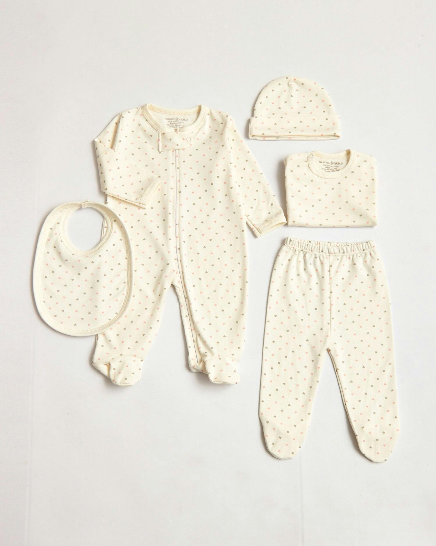 Pima Cotton 5 -Piece Layette Set | Hypoallergenic Baby Gift Set