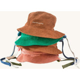 children's corduroy hat - cocoa + pink blush