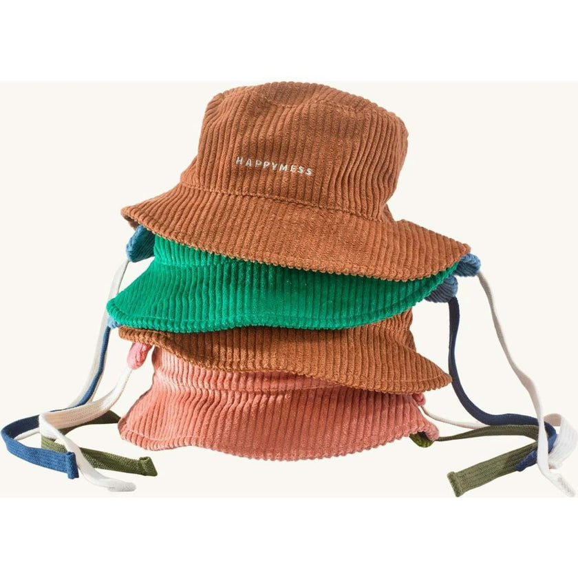 children's corduroy hat - cocoa + pink blush