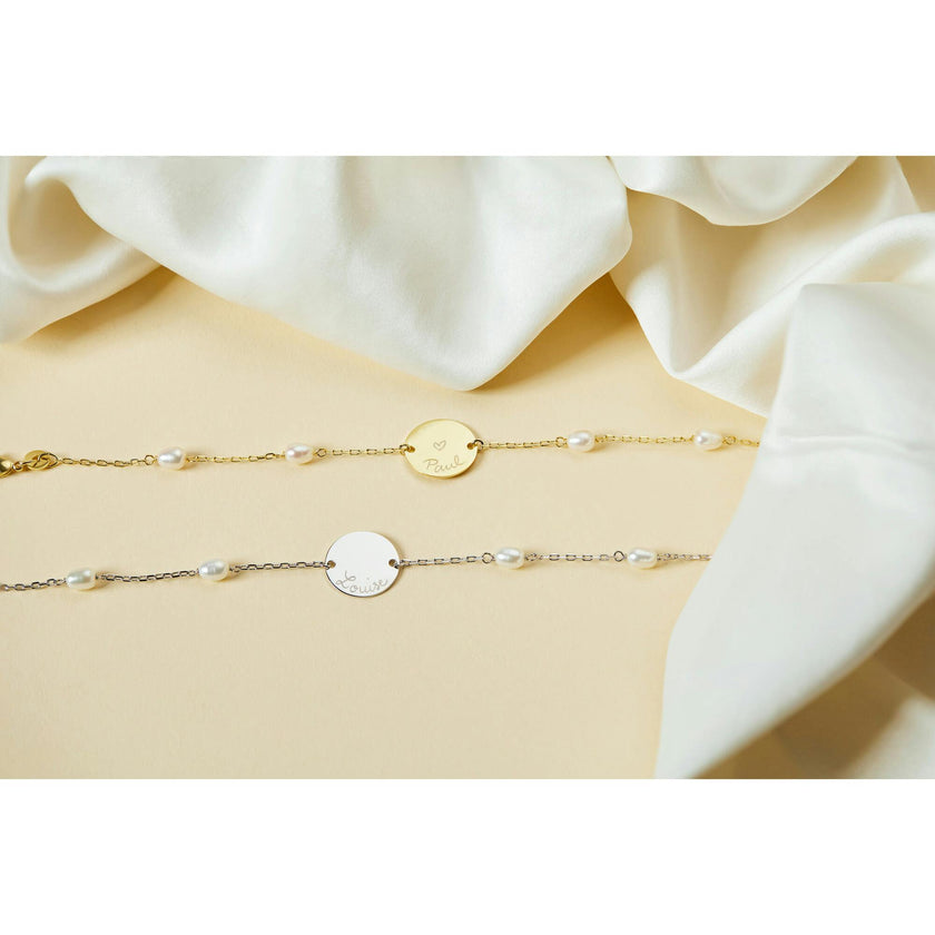 Personalized Pearl Pastille Chain Bracelet, 18k Rose Gold Plated