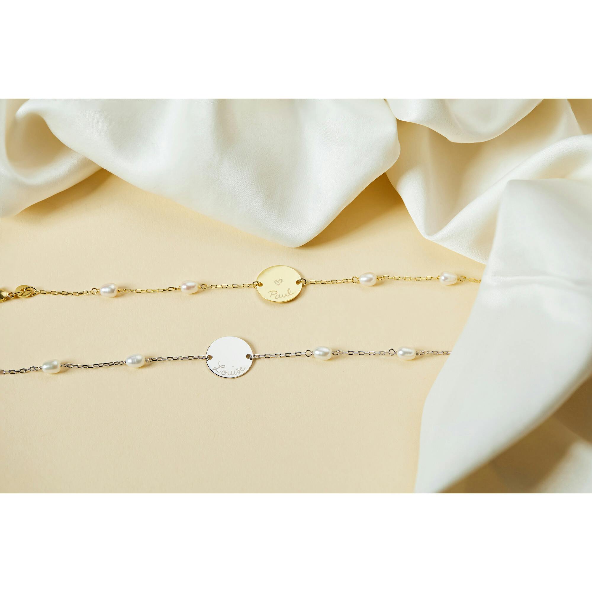Personalized Pearl Pastille Chain Bracelet, Sterling Silver