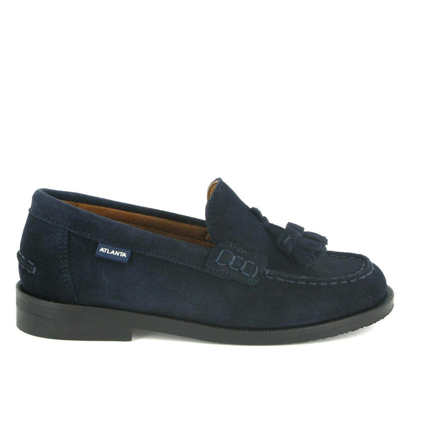 College Shoe with Tassel in Suede, Dark Blue