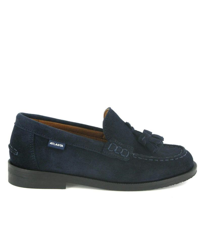 College Shoe with Tassel in Suede, Dark Blue