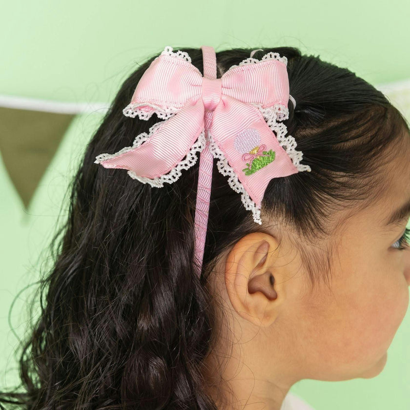 Golf Tee Embroidered Lace Bow Headband