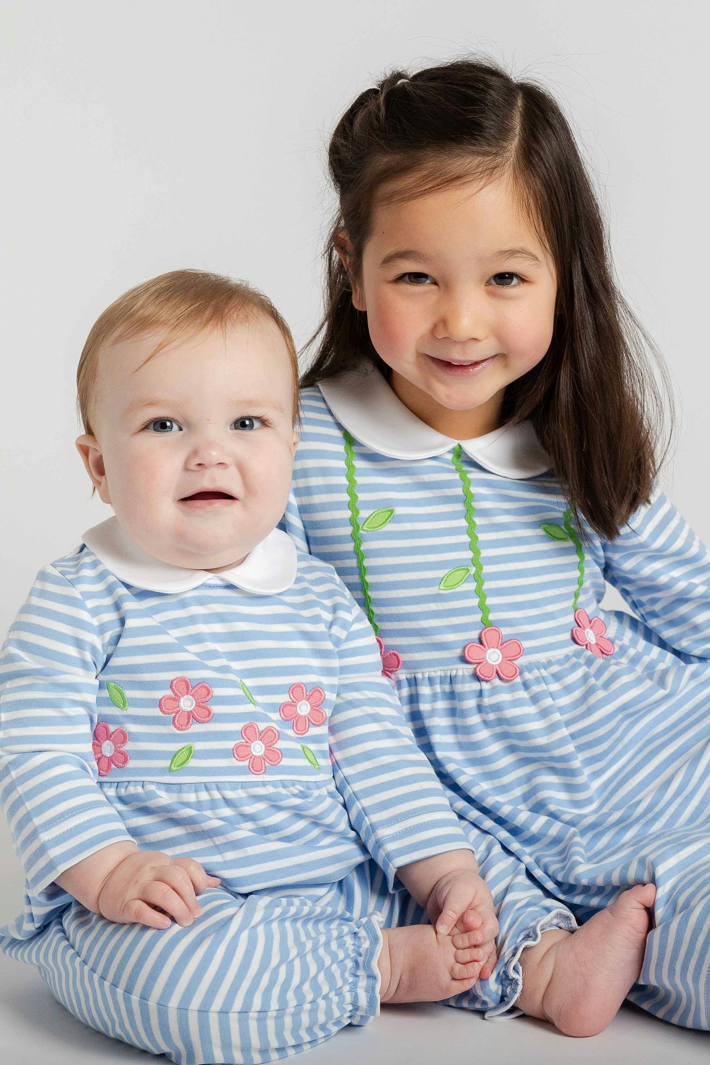 Stripe Knit Longall with Flowers