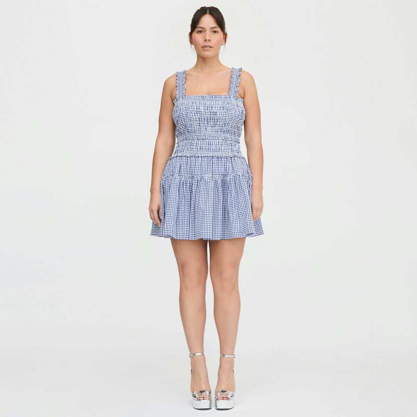 The Azalea Mini Nap Dress - Navy Gingham