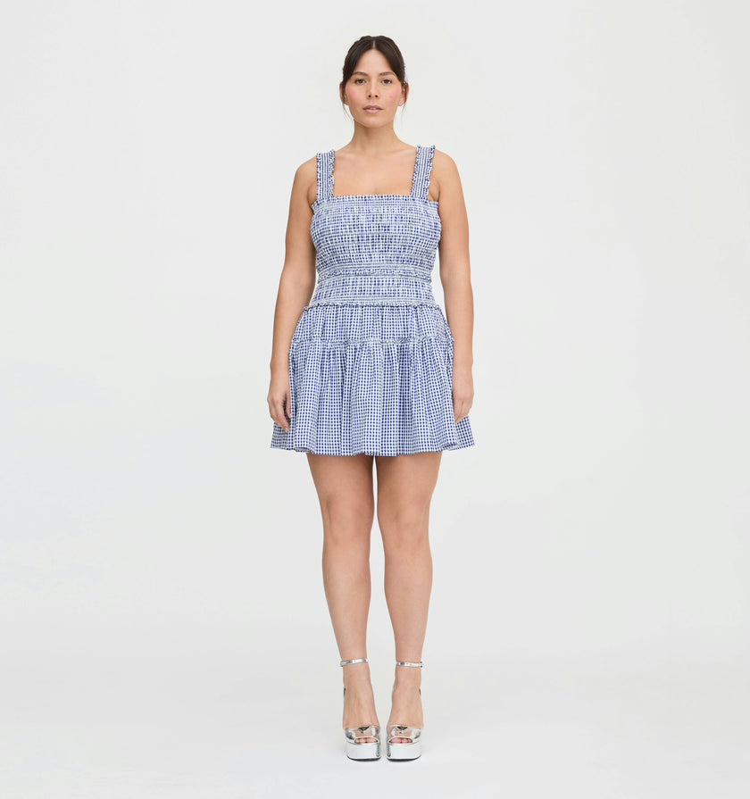 The Azalea Mini Nap Dress - Navy Gingham