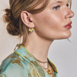Chartreuse Enamel Bezel Drop Earring