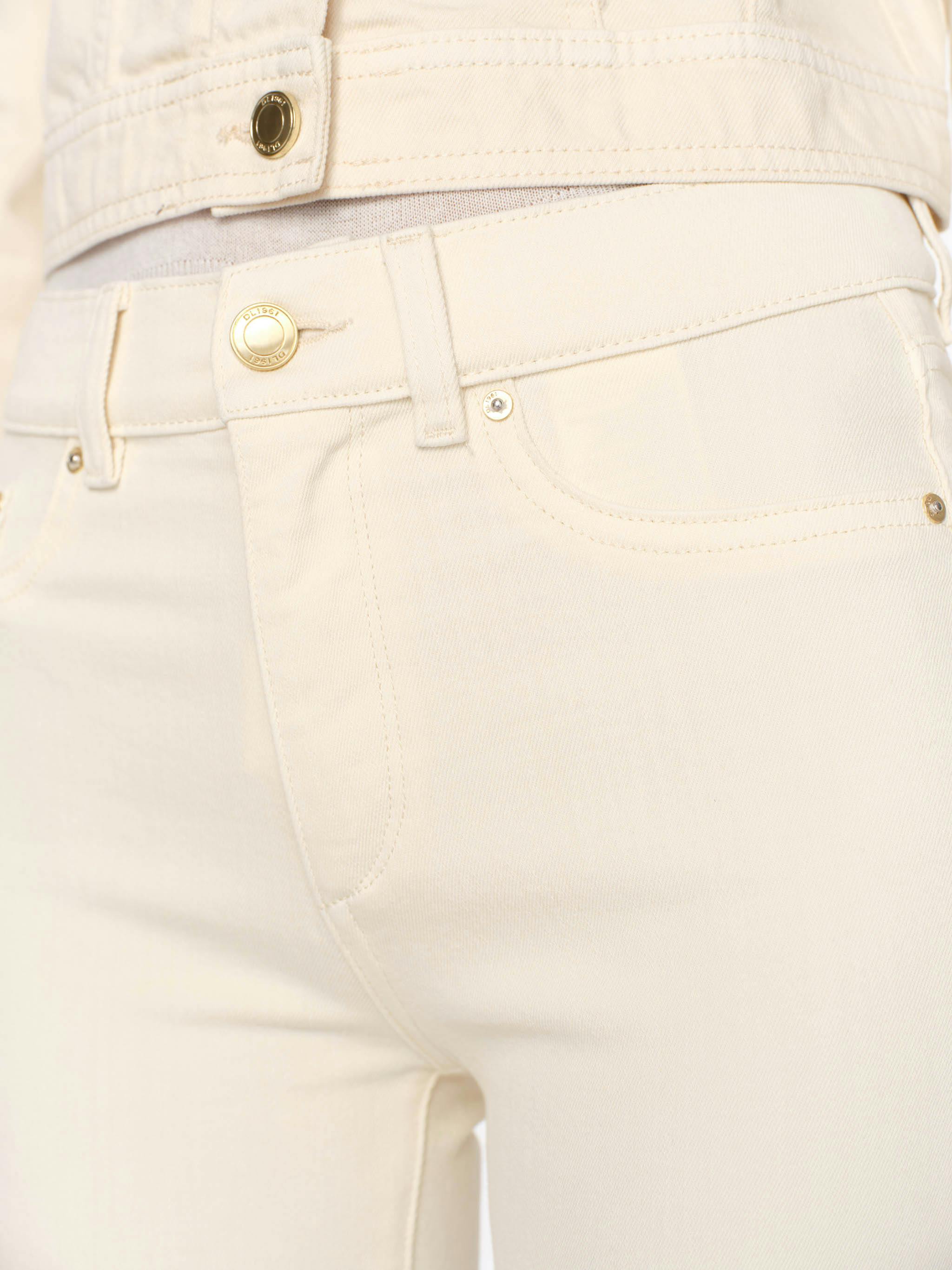Mara Straight Mid Rise Instasculpt™ Ankle Jeans | Ecru
