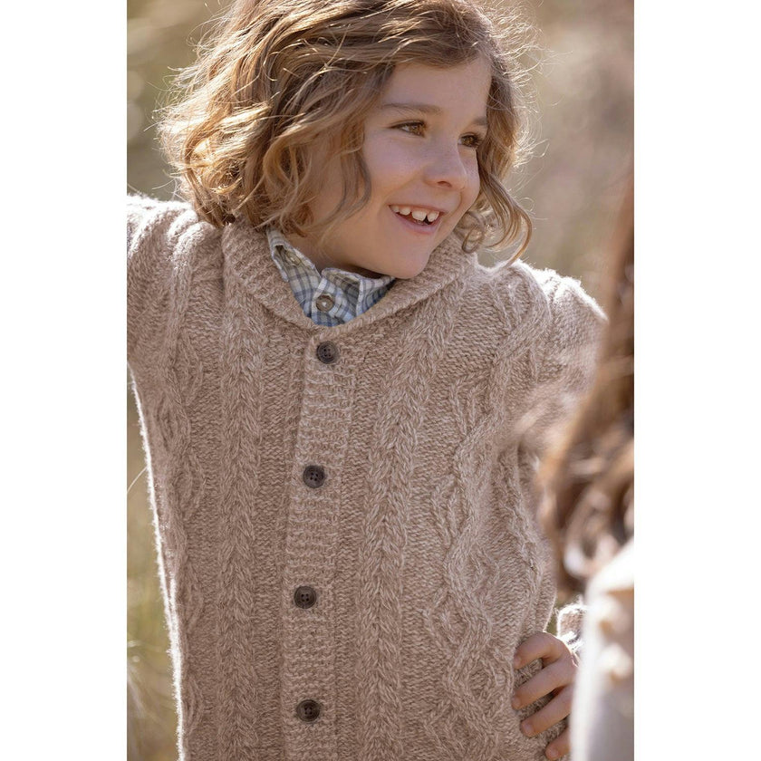 Shawl Collar Cable Knit Button-Down Cardigan