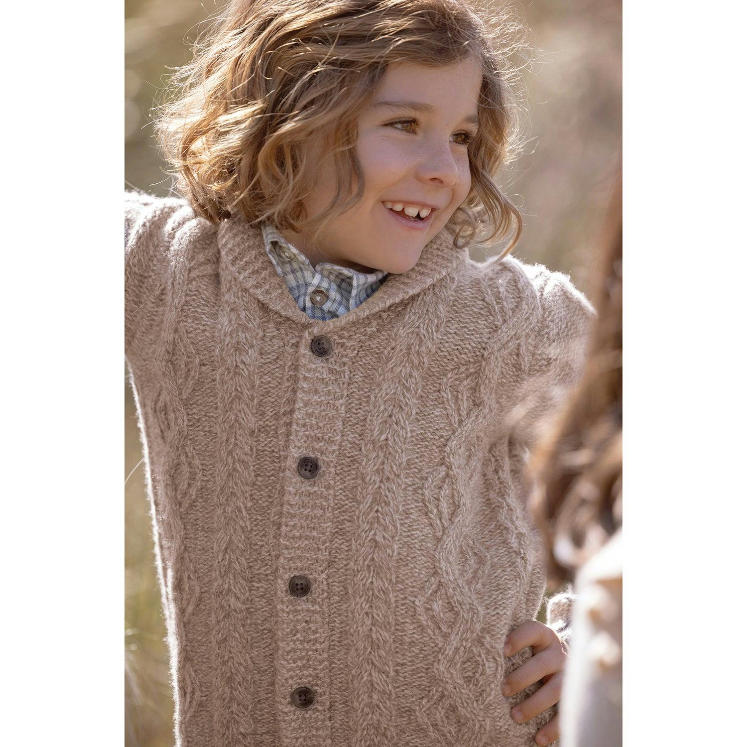 Shawl Collar Cable Knit Button-Down Cardigan