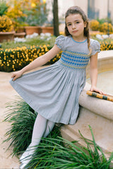 AMBRE GREY FLANNEL SMOCKED DRESS