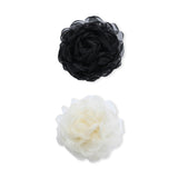 Black Tulle Flower Hair Clip Duo