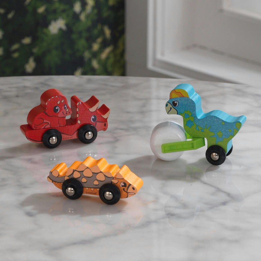 Adventure Tracks™: Dino World Prehistoric Pals: Rollers Wooden Train Track Vehicles