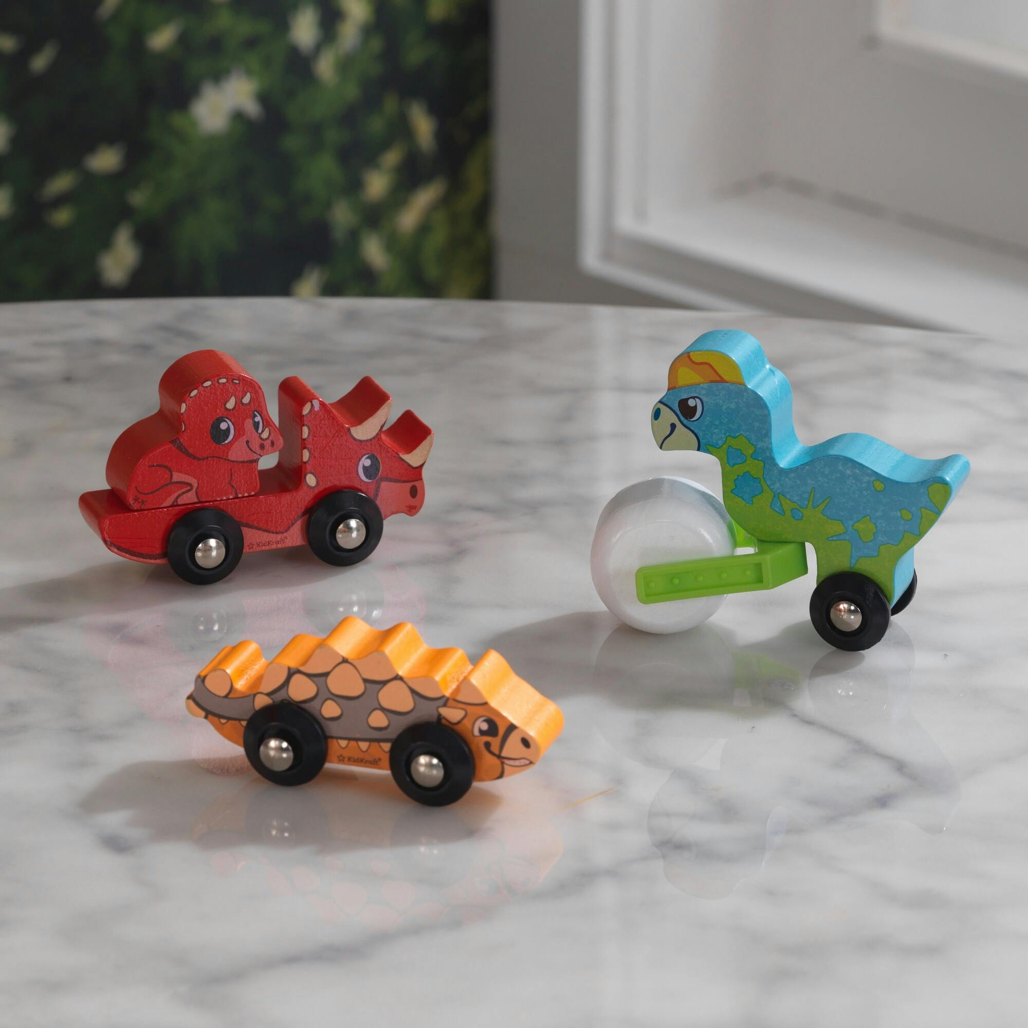 Adventure Tracks™: Dino World Prehistoric Pals: Rollers Wooden Train Track Vehicles