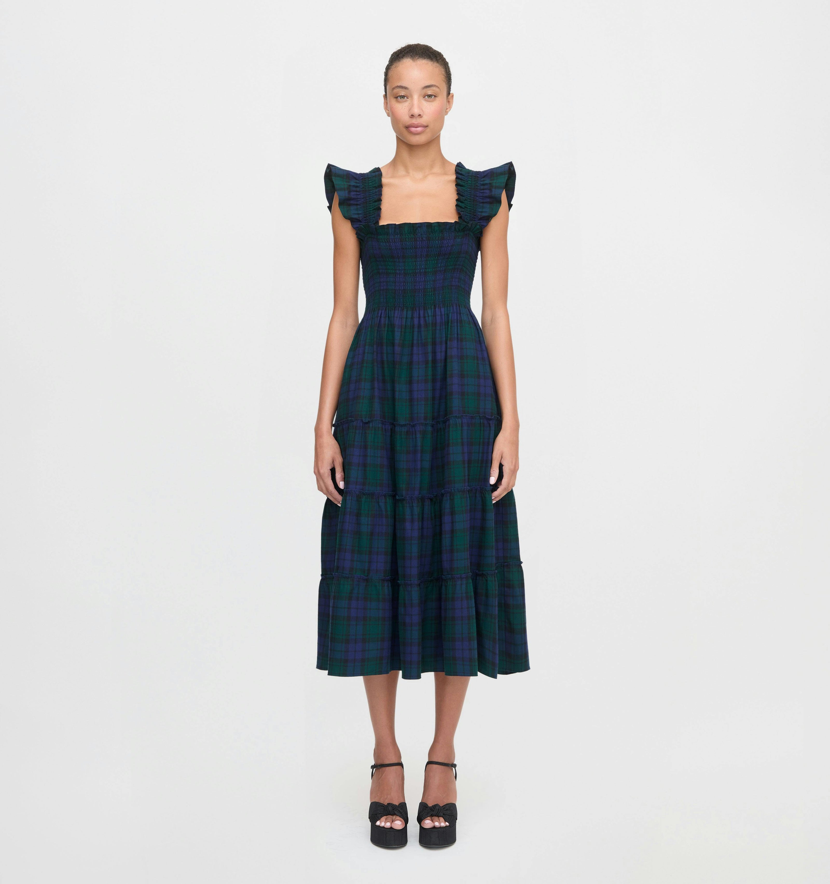 The Ellie Nap Dress - Blackwatch Tartan