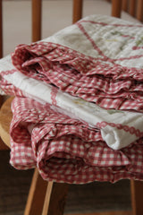 Ruby Strawberry Ruffle Quilt 6 Layer Gauze Blanket