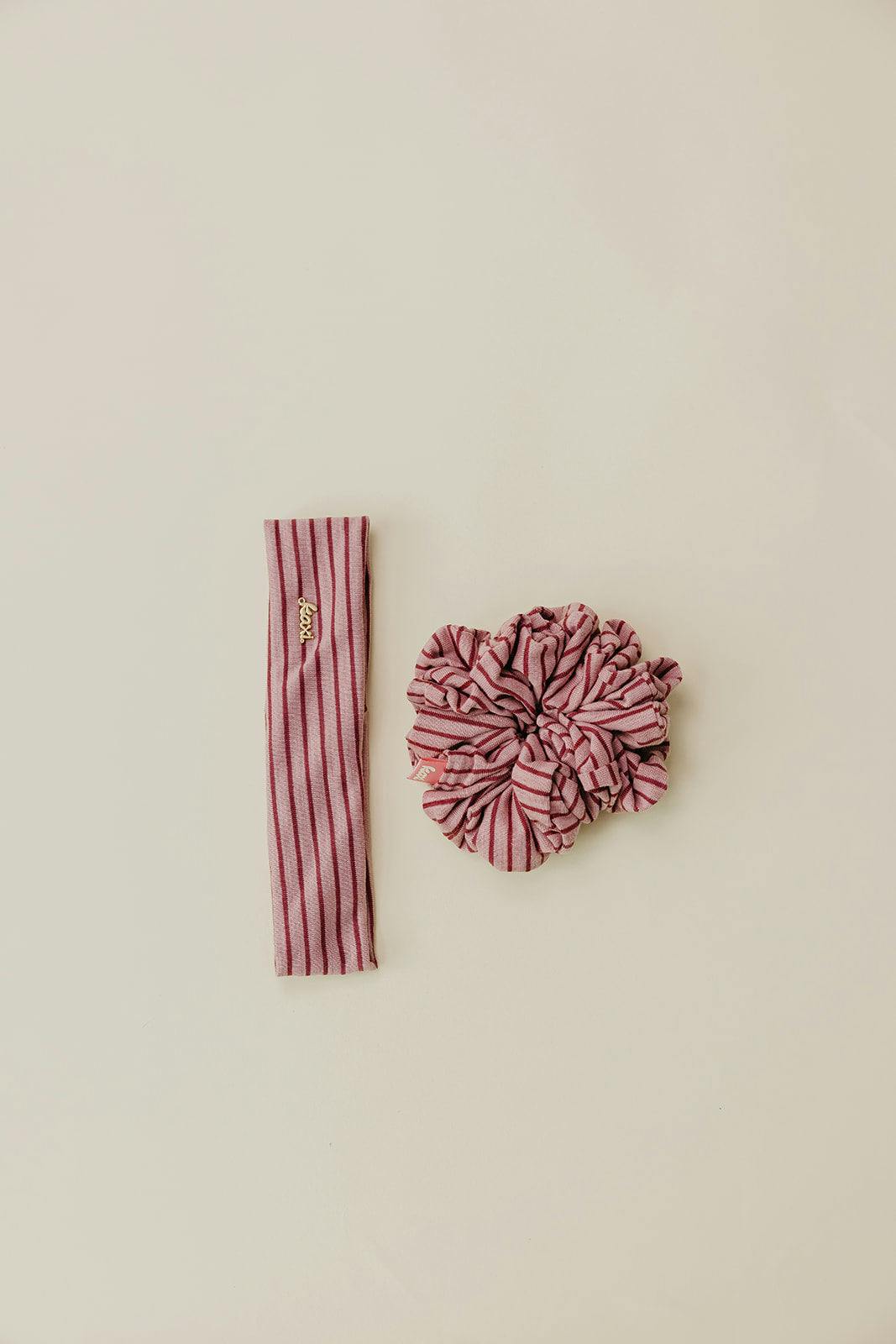 STRIPED OVERSIZED SCRUNCHIE + HEADBAND BUNDLE