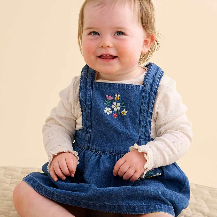 Embroidered Pinnie Set Mid Denim