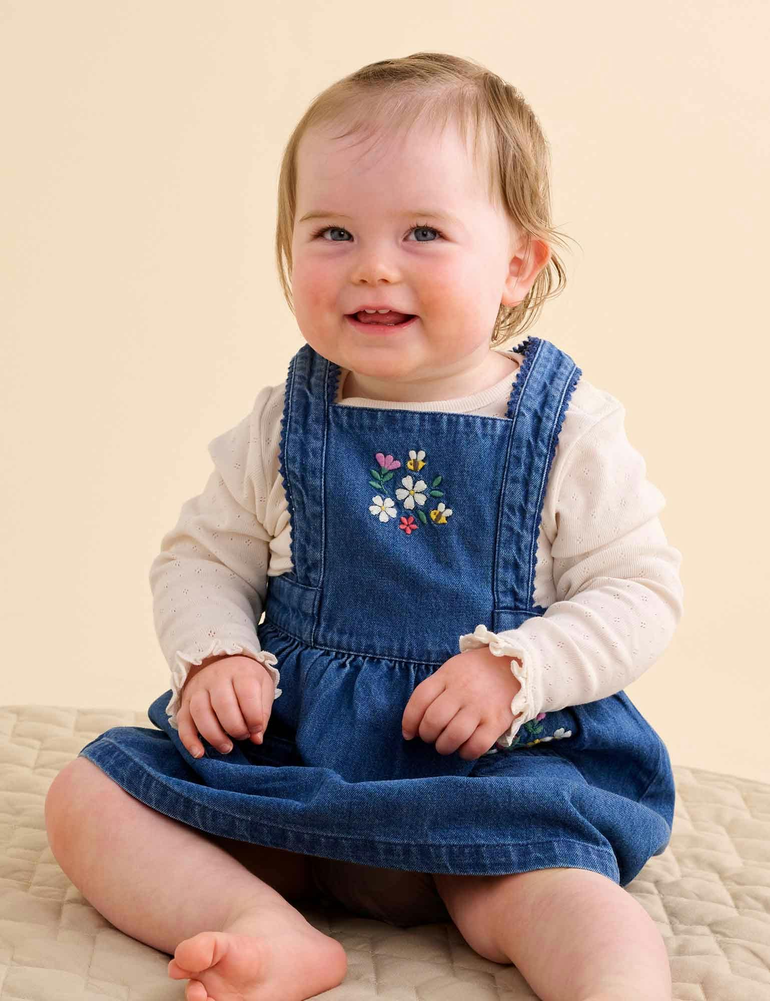 Embroidered Pinnie Set Mid Denim