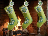 Retro Flower Power Hand Felted Wool Christmas Stocking