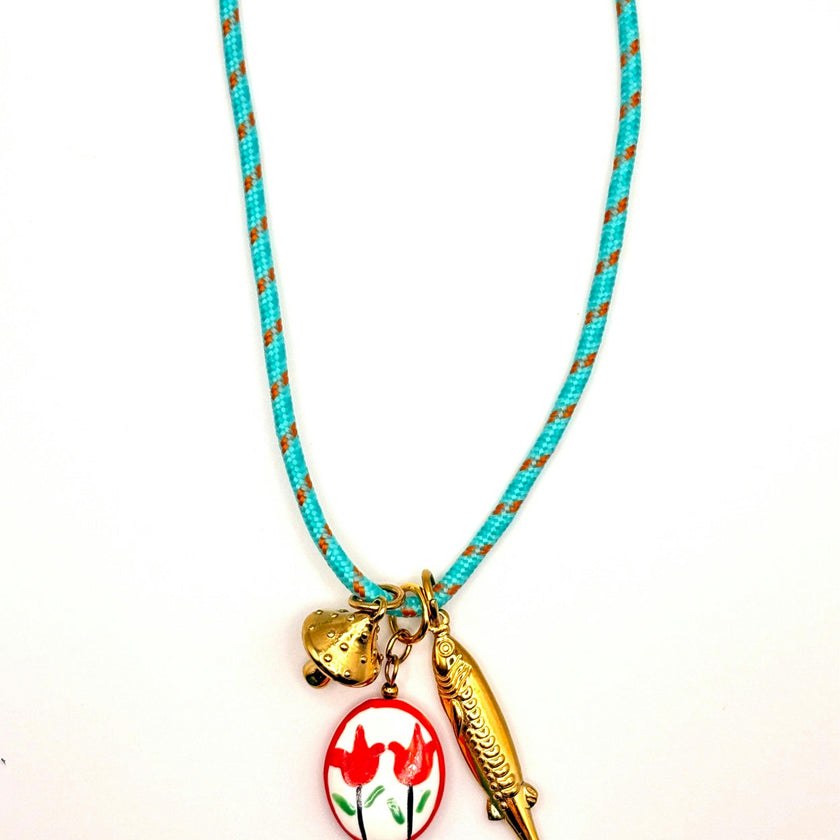 SUMMER CORD FISH CHARM NECKLACE