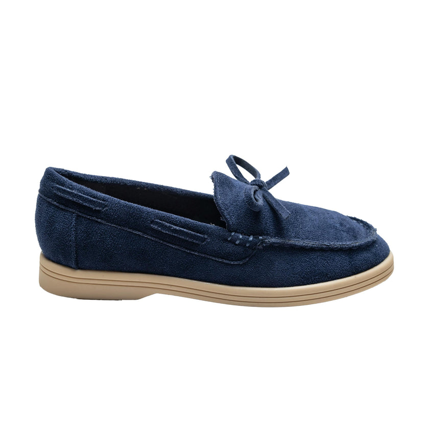 Navy Suede Formal Laced Loafers