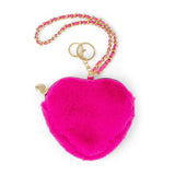 Girl's Fuzzy Heart Wristlet Coin Purse