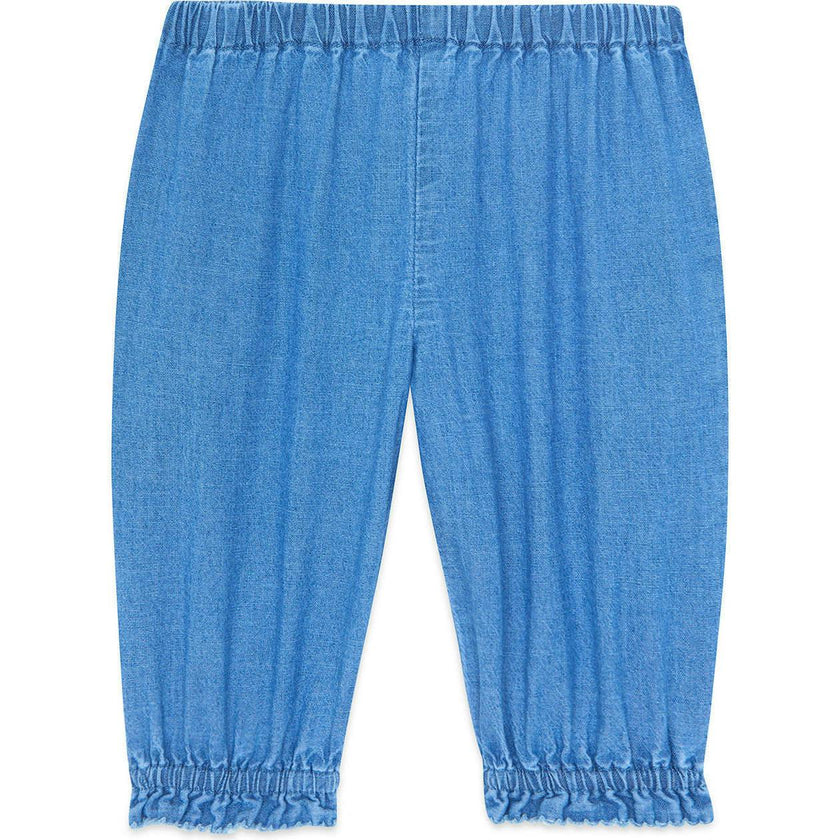 BONTON Noodle Frill Baby Pants - Chambray