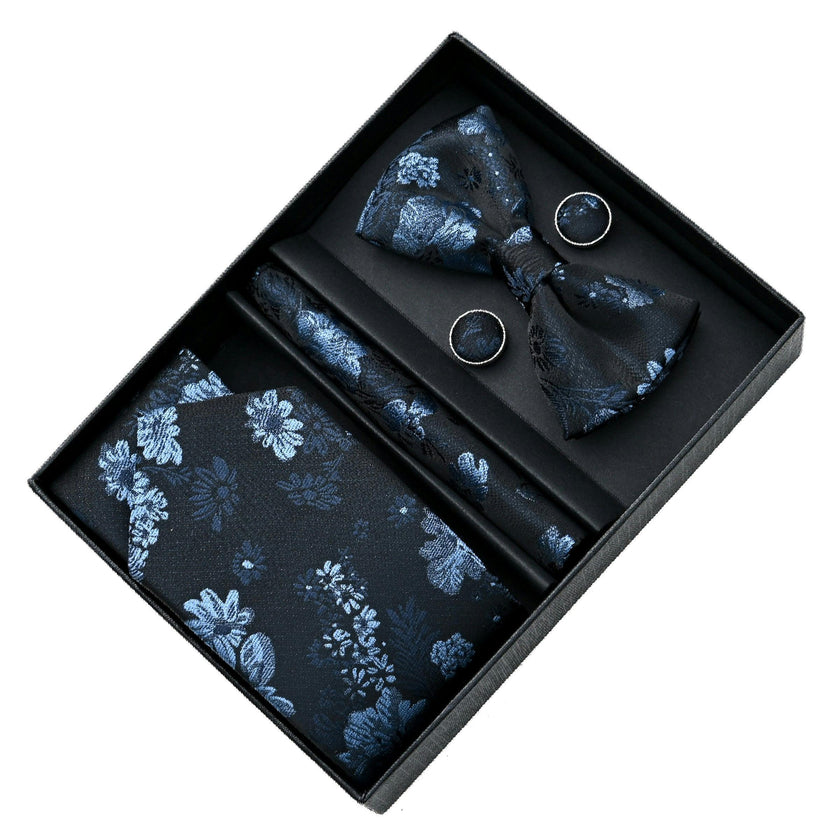Blue Floral Tie Set