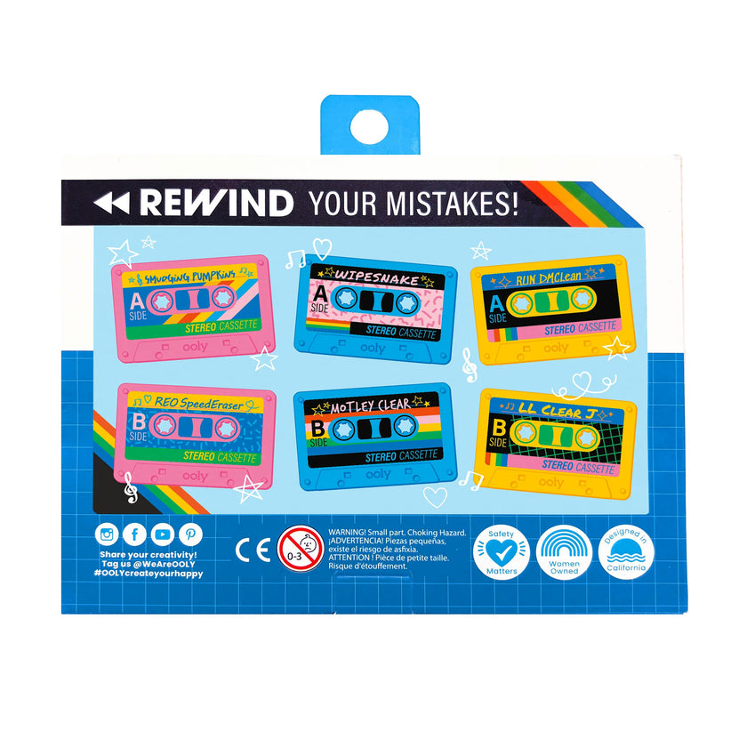 Rewind Cassette Erasers - Retro - Set of 3