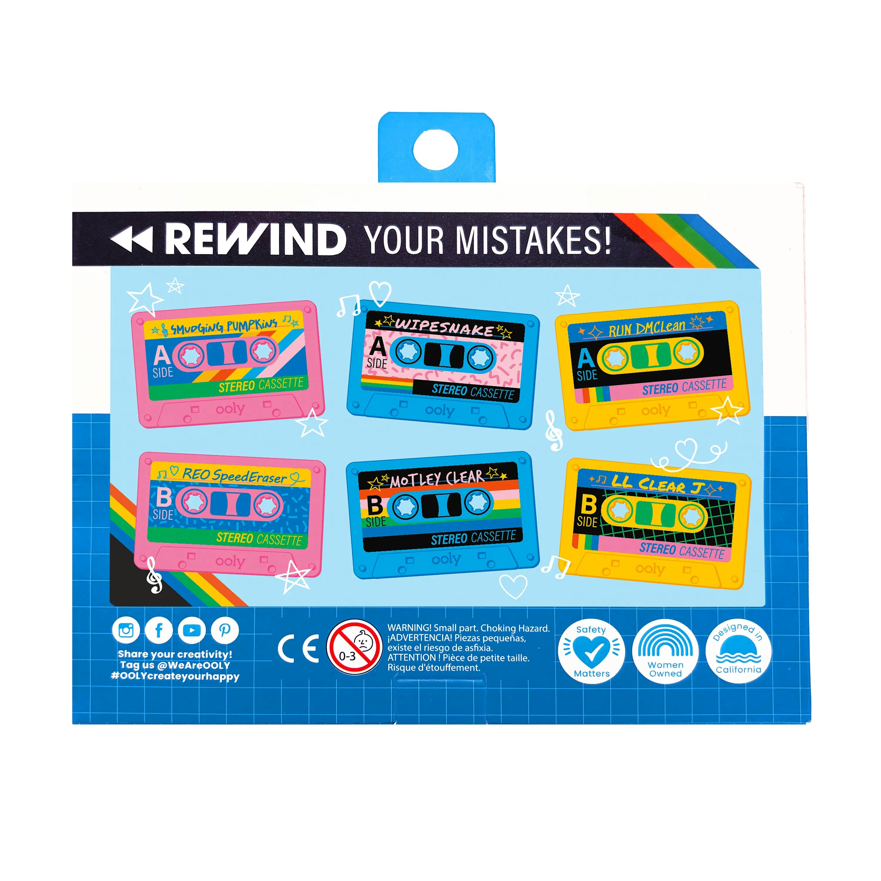 Rewind Cassette Erasers - Retro - Set of 3