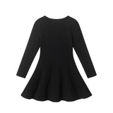 Tween Girls Ribbed Henley Dress | Black