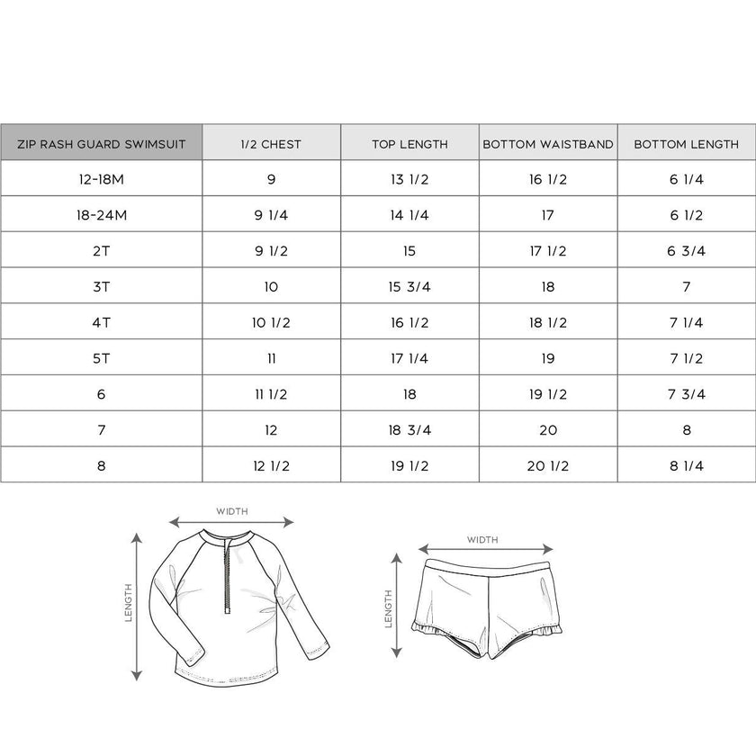 Girl's Zip Rash Guard Swimsuit