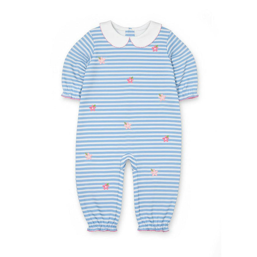 Stripe Knit Longall With Embroidered Flowers