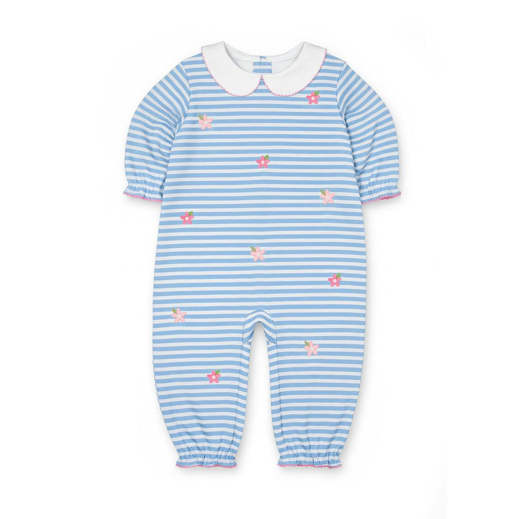 Stripe Knit Longall With Embroidered Flowers