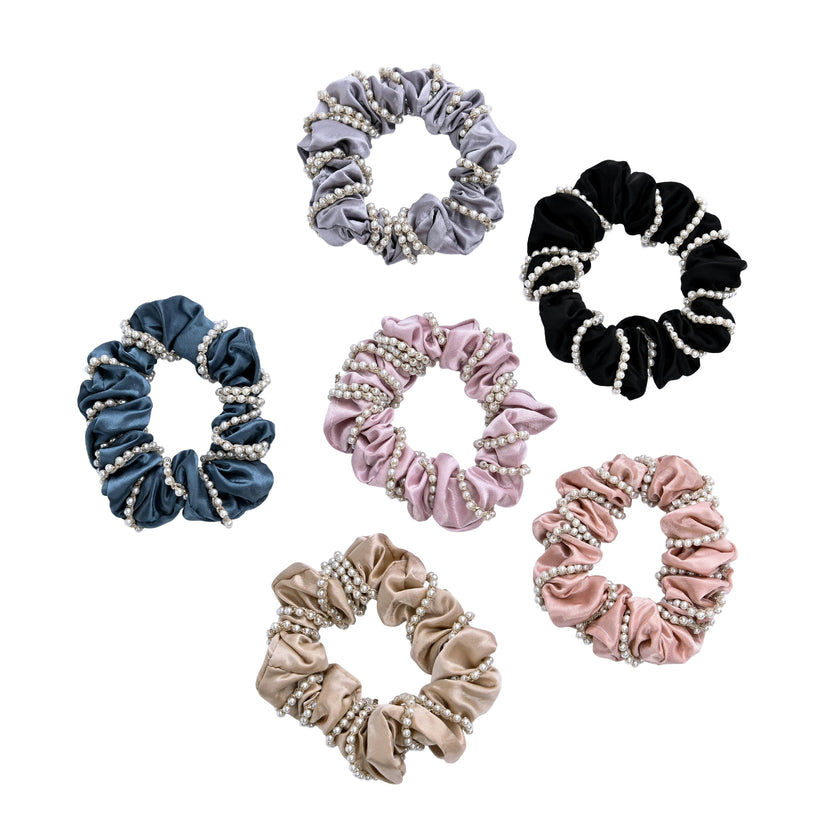 Pearl Accent Scrunchie Set