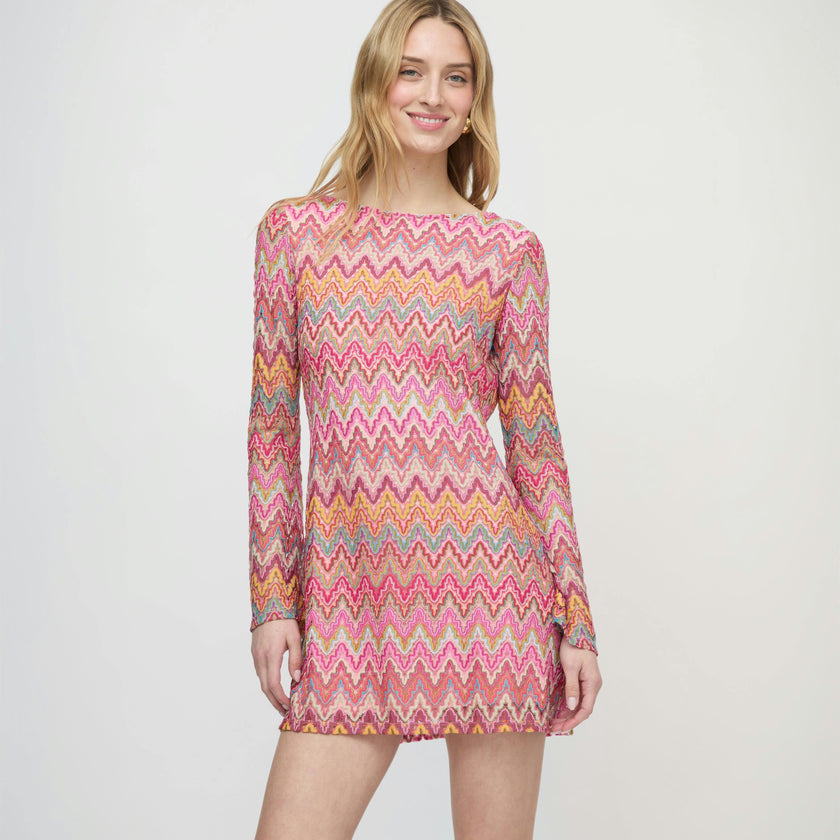 The Nathalie Dress - Pink Sheer Shimmer Knit