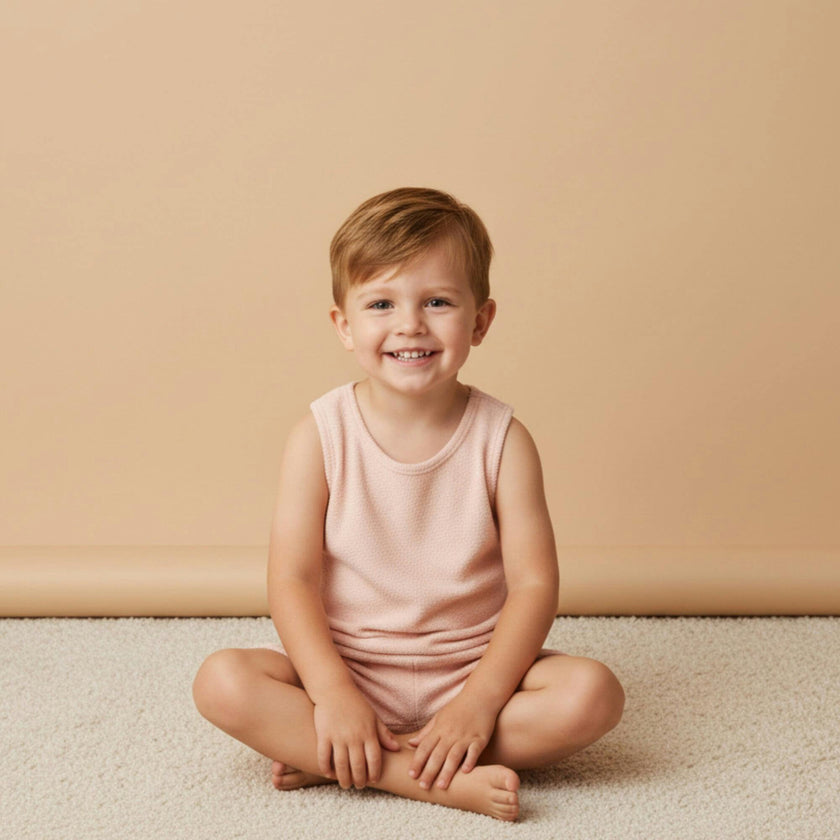Organic Sleeveless Tee & Shorts Set - Blush