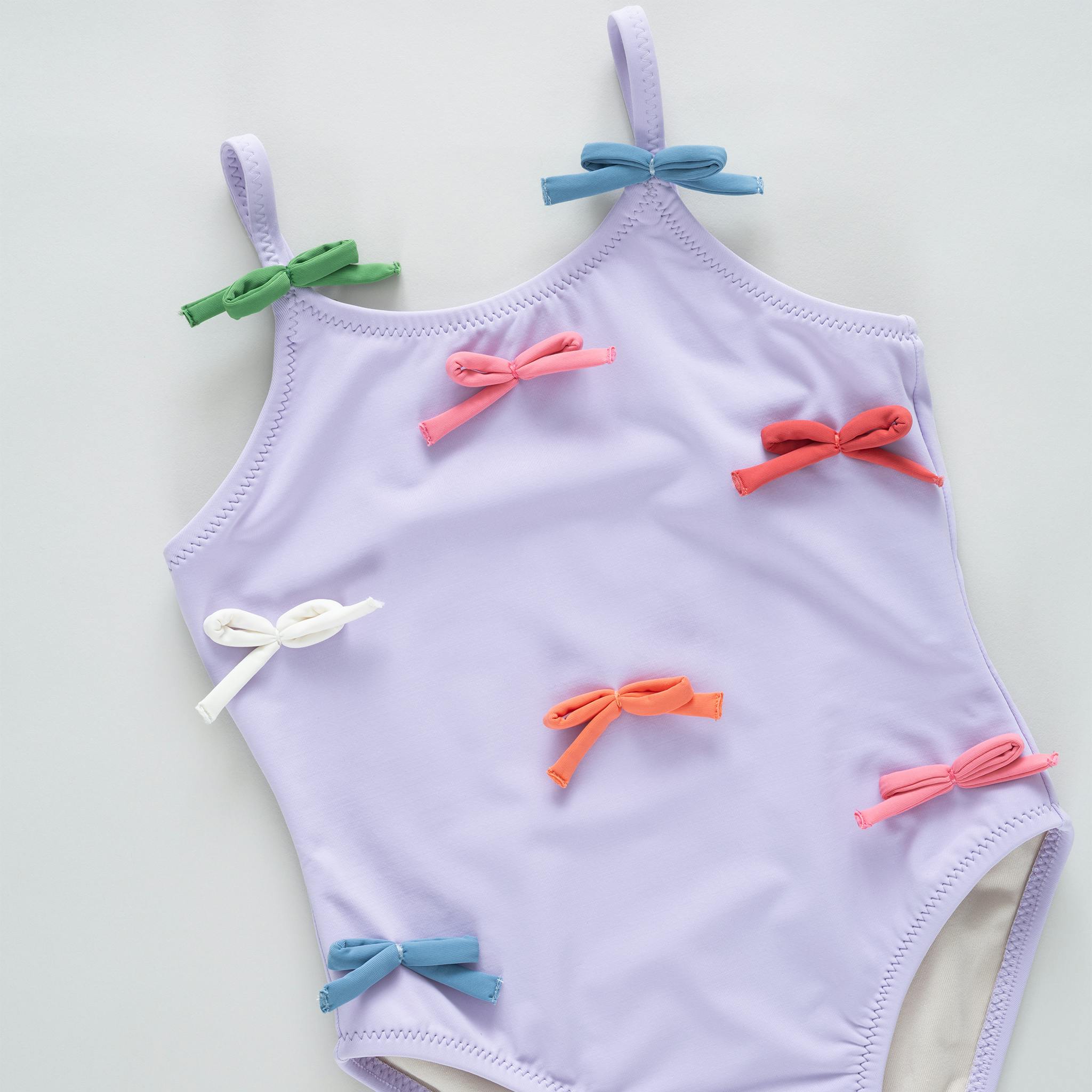 Girls Lottie Suit - Lavender Multi Bow Applique