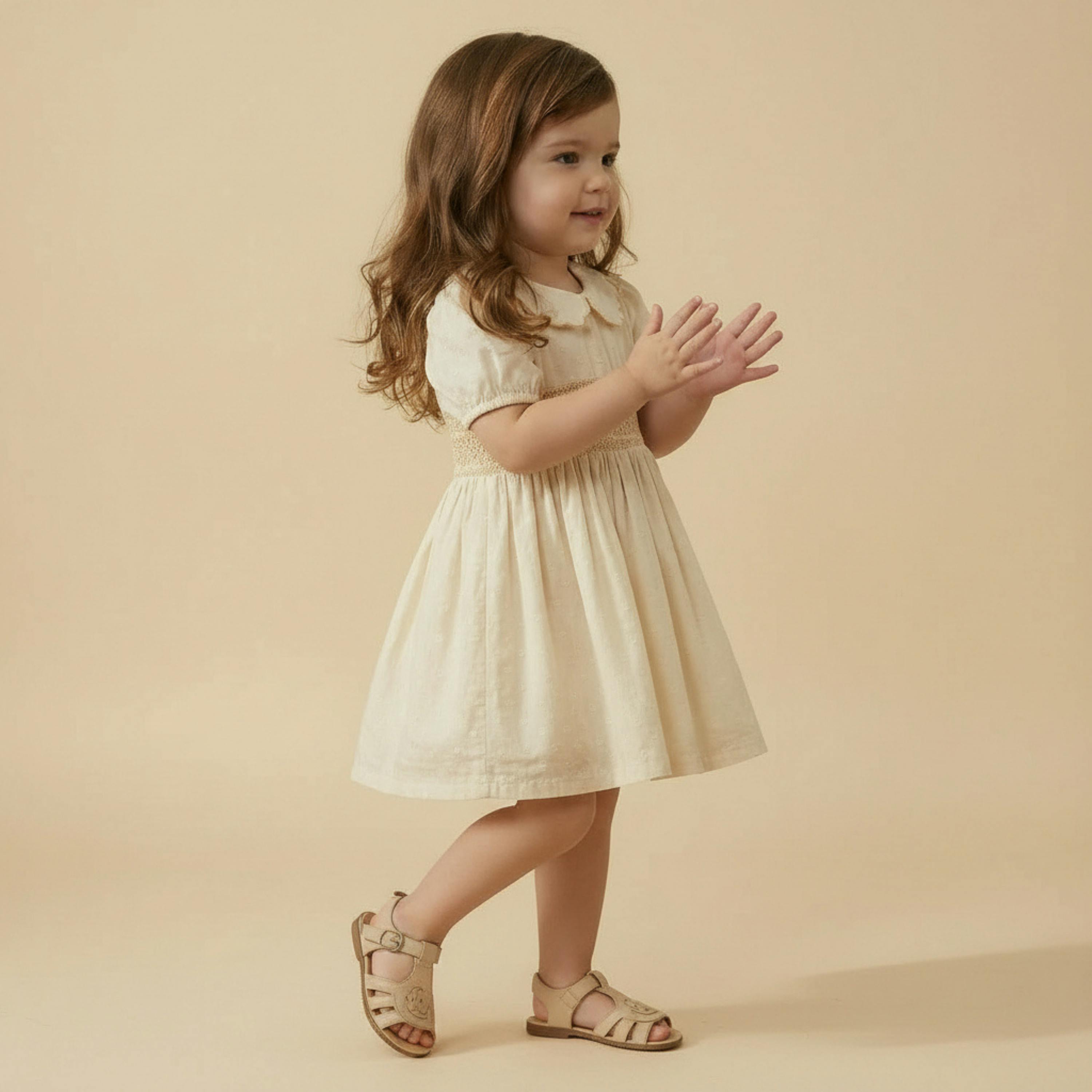 Organic Smocked Collar Dress - Butter Yellow