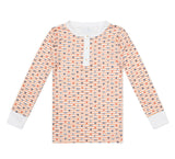 Pumpkin Stripe Halloween Two Piece Kids Henley Pajamas
