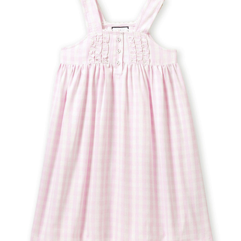 Girl's Twill Charlotte Nightgown in Pink Gingham